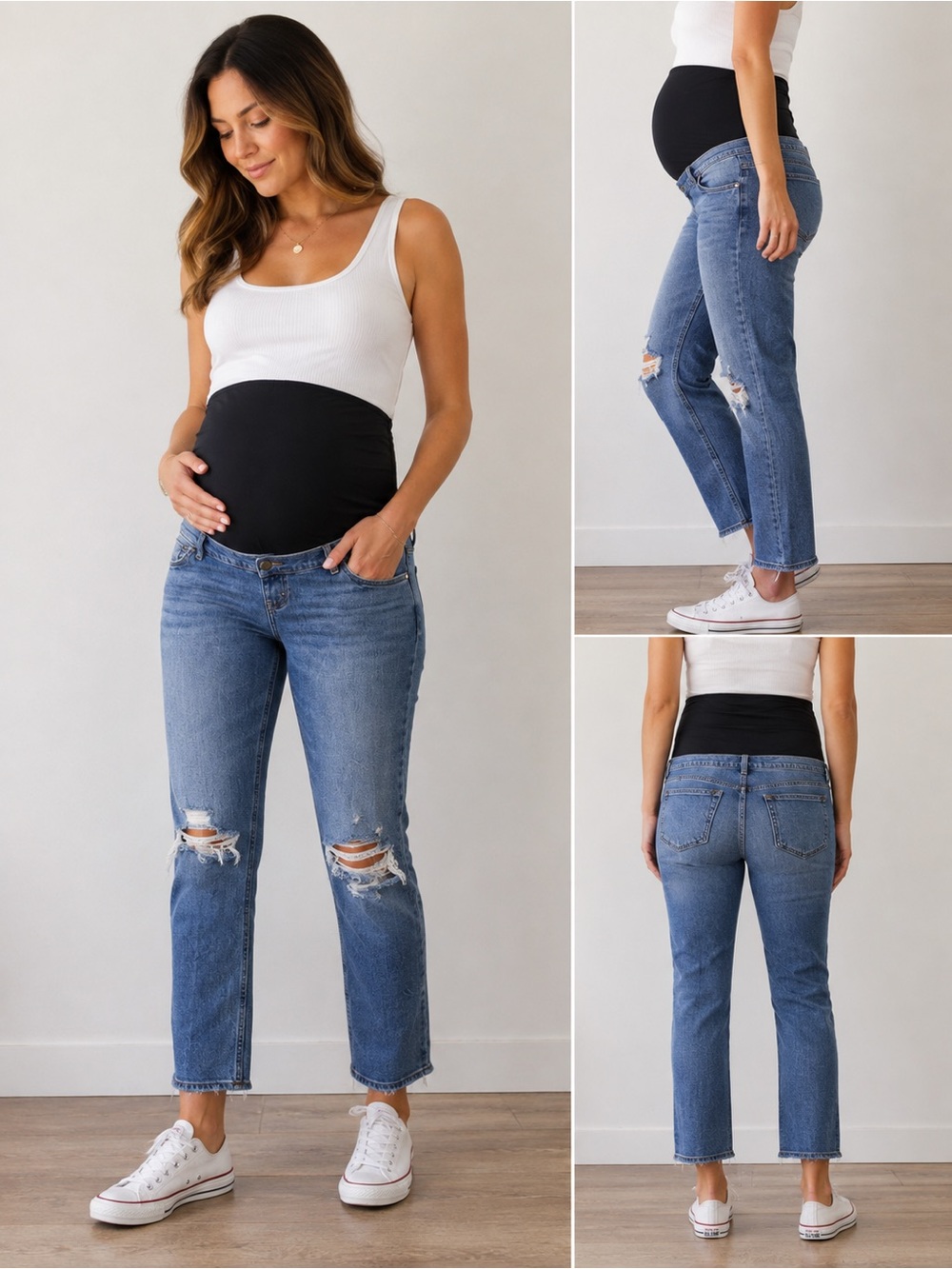 Abercrombie and Fitch Maternity Ankle Distressed Straight-Leg Jeans sz28/8L